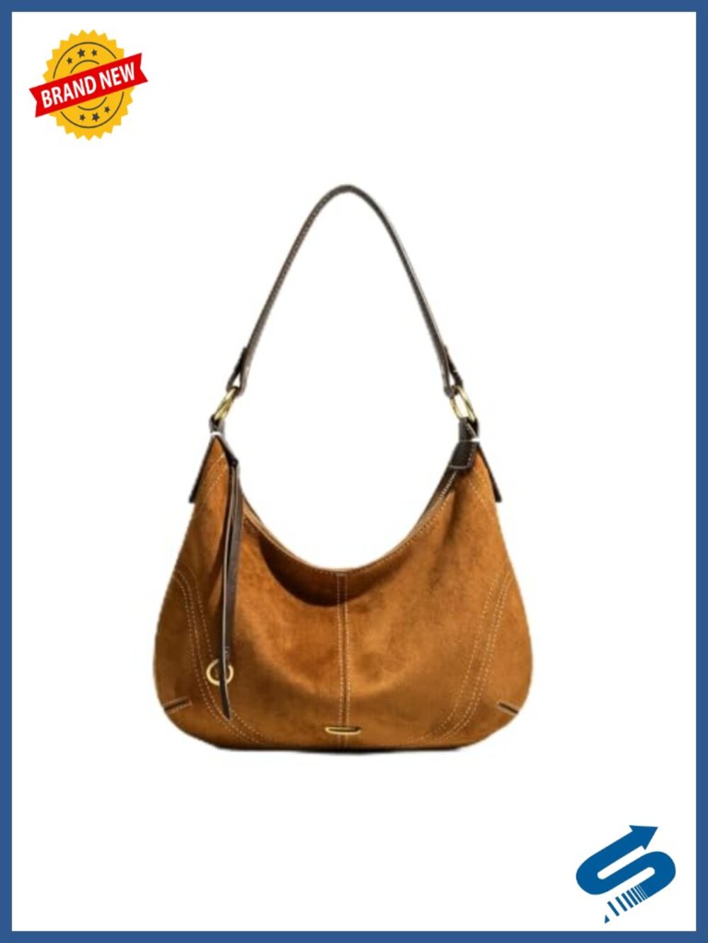 Faux Suede Hobo Shoulder Bag Adjustable Crossbody Slouchy Purse
